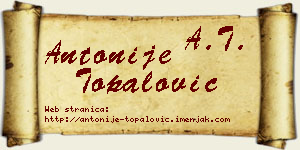 Antonije Topalović vizit kartica